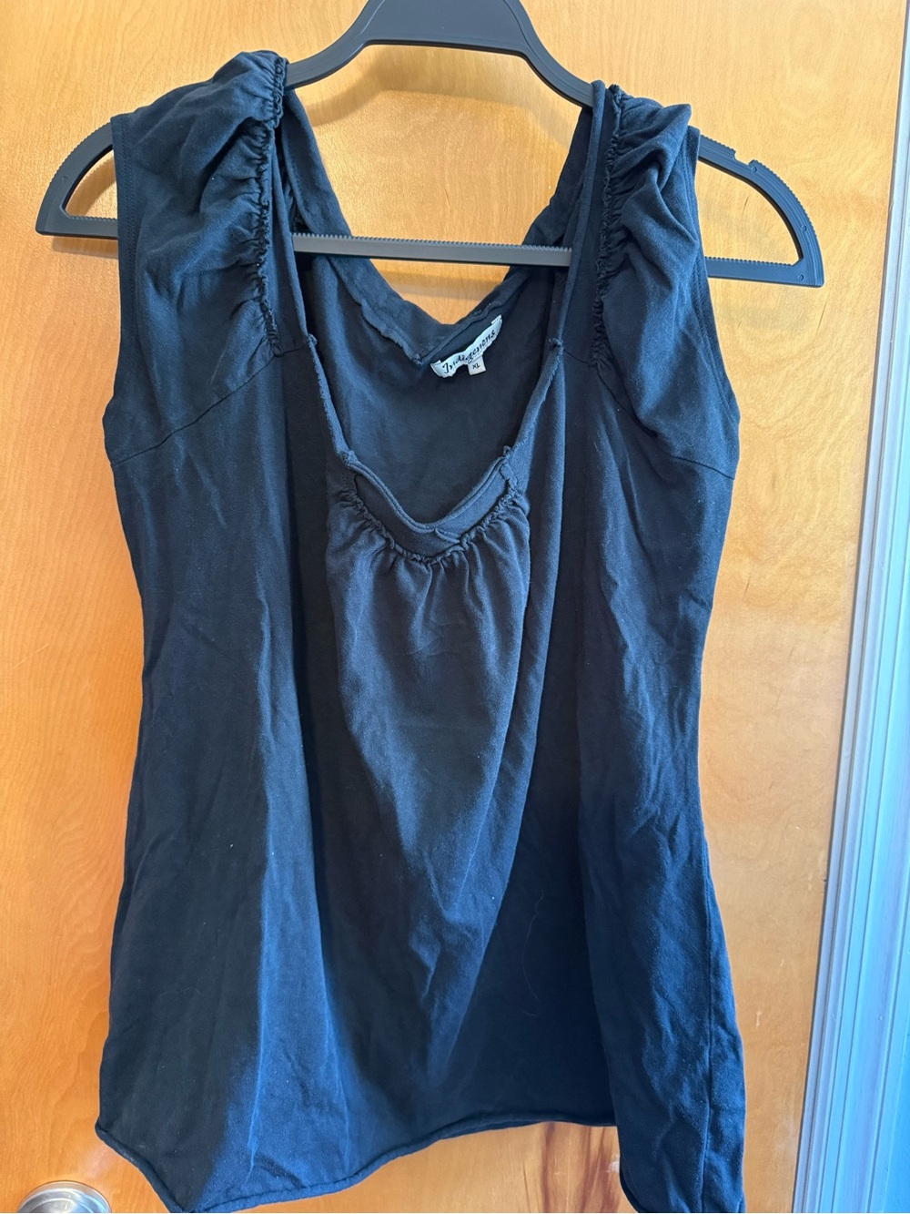 Indigenous Black Sleeveless Tank with Gathered Neckline